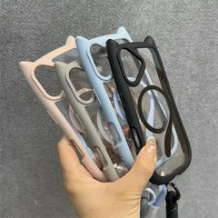 3D Cat Ear Magnetic Case with Stand for iPhone