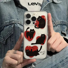 Black Cat Heart Phone Case for iPhone