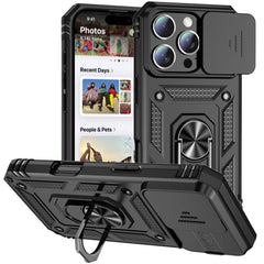 Rugged iPhone Case with Sliding Camera Cover & 360° Kickstand