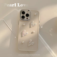 3D Pearl Heart Silicone Case
