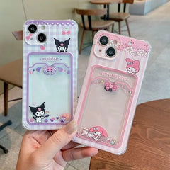 Kuromi Melody Card Holder Phone Case for iPhone