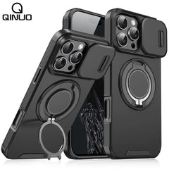 Rugged iPhone Case with Ring Stand & Camera Cover | MagSafe Compatible