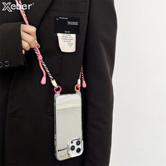 Crossbody Mirror Phone Case with Color Lanyard Strap