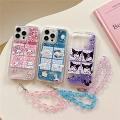 Kuromi Cinnamoroll Glitter Quicksand Phone Case