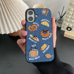 Embroidered Bread Toast Denim Phone Case