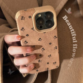 Retro Floral Suede Leather Phone Case