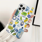 Transparent Seaside Scenery Wine Lemon Phone Case