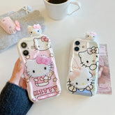 Pink Kitty Head Case with Grip Holder for iPhone