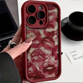 Wine Red Lip Print Phone Case for iPhone