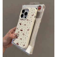 Cherry Bow Leather iPhone Case