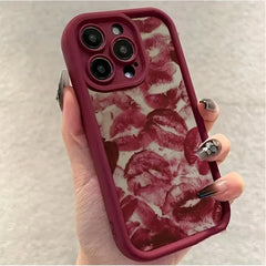 Wine Red Lip Print Phone Case for iPhone