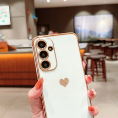 Love Heart Side Pattern Case for Samsung Galaxy  Cute Plating Silicone Anti-Scratch