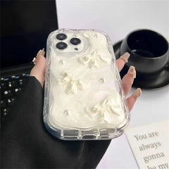 Pearl Bow Glitter Silicone Phone Case