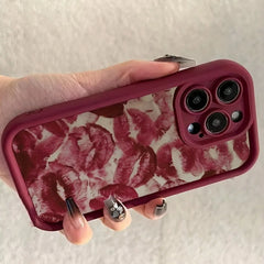 Wine Red Lip Print Phone Case for iPhone