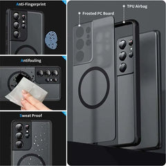 Magnetic Matte Magsafe Case for Samsung S20–S24 Ultra – Shockproof & Clear Protective