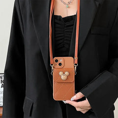 Cartoon Leather Wallet Phone Case with Lanyard