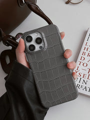Grey & Brown Alligator Texture Phone Case for iPhone