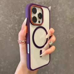 Magnetic Shockproof Clear Case with Color Bumper for iPhone
