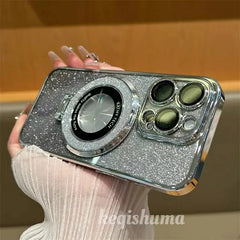 Magnetic Glitter Magsafe Case with Ring Kickstand