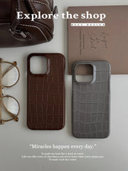 Grey & Brown Alligator Texture Phone Case for iPhone