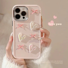3D Pearl Heart Silicone Case