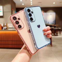 Love Heart Side Pattern Case for Samsung Galaxy  Cute Plating Silicone Anti-Scratch