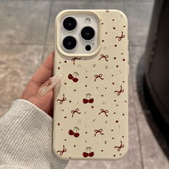 Cherry Bow Leather iPhone Case