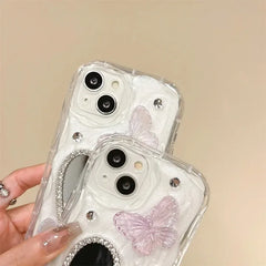 Butterfly Glitter Phone Case with Mirror