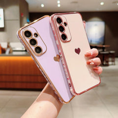 Love Heart Side Pattern Case for Samsung Galaxy  Cute Plating Silicone Anti-Scratch