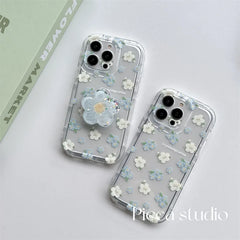 Quicksand Flower TPU Phone Case with Grip Holder