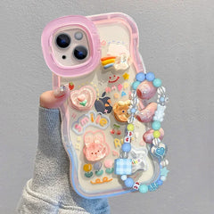 Bracelet Chain Holder Case For iPhone 3D Rainbow Love Stand Cover