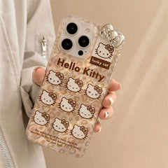 Hello Kitty Leopard Print Strap Phone Case for iPhone