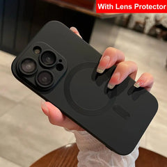 Magsafe Silicone Case with Lens Protector for iPhone