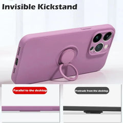 Liquid Silicone Magnetic Case with Ring Holder For iPhone
