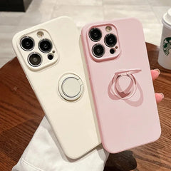 Liquid Silicone Magnetic Case with Ring Holder For iPhone