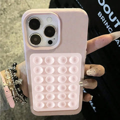 3D Suction Cup Litchi Pattern Phone Case