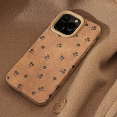 Retro Floral Suede Leather Phone Case