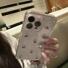 Cherry Glitter Clear iPhone Case