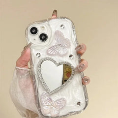 Butterfly Glitter Phone Case with Mirror