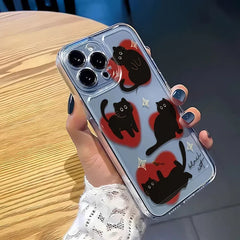 Black Cat Heart Phone Case for iPhone