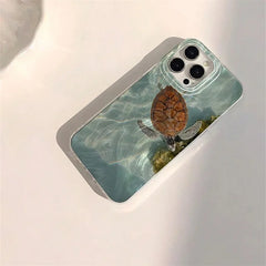 "Summer Turtle Pattern Chiffon Texture Case for iPhone