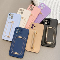 Lychee Leather Shockproof Phone Case with Holder