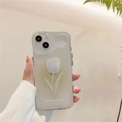 Elegant Tulip Shockproof Clear Silicone Case for iPhone