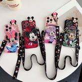 Playful Minnie Phone Case with Holder & Lanyard for iPhone
