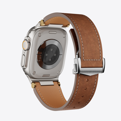 Mecha Leather Folding Clasp Band for Apple Watch