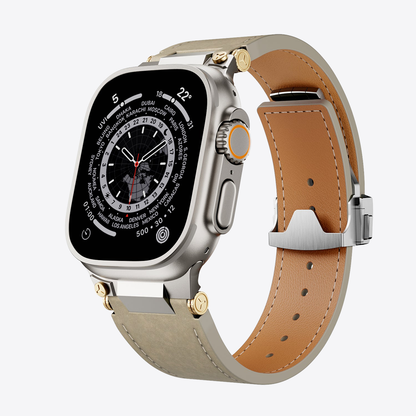 Mecha Leather Folding Clasp Band for Apple Watch