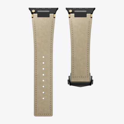 Mecha Leather Folding Clasp Band for Apple Watch