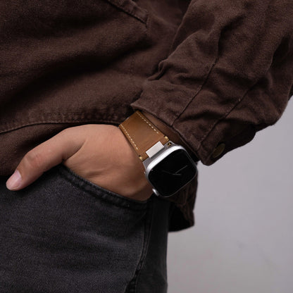 Mecha Leather Folding Clasp Band for Apple Watch