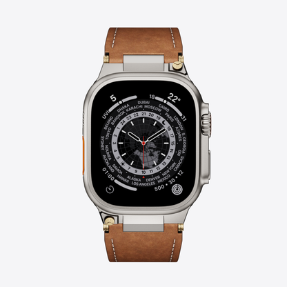 Mecha Leather Folding Clasp Band for Apple Watch