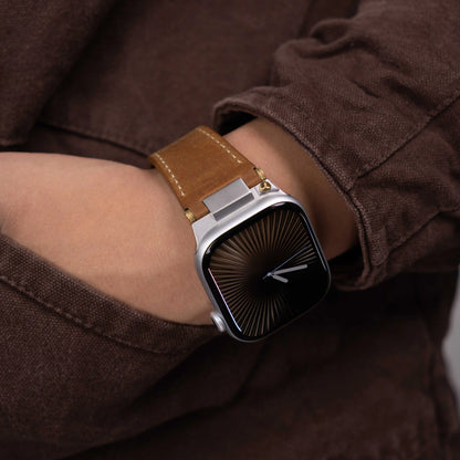 Mecha Leather Folding Clasp Band for Apple Watch